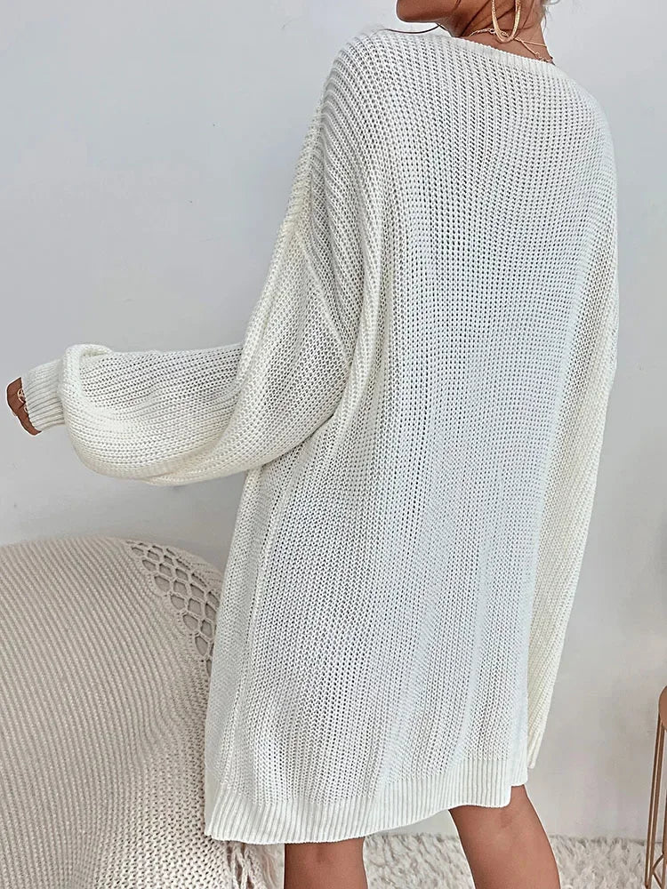 Damen Cardigan – Einfarbig, Mittel- bis Lang, Strickpullover, Elegant & Vielseitig