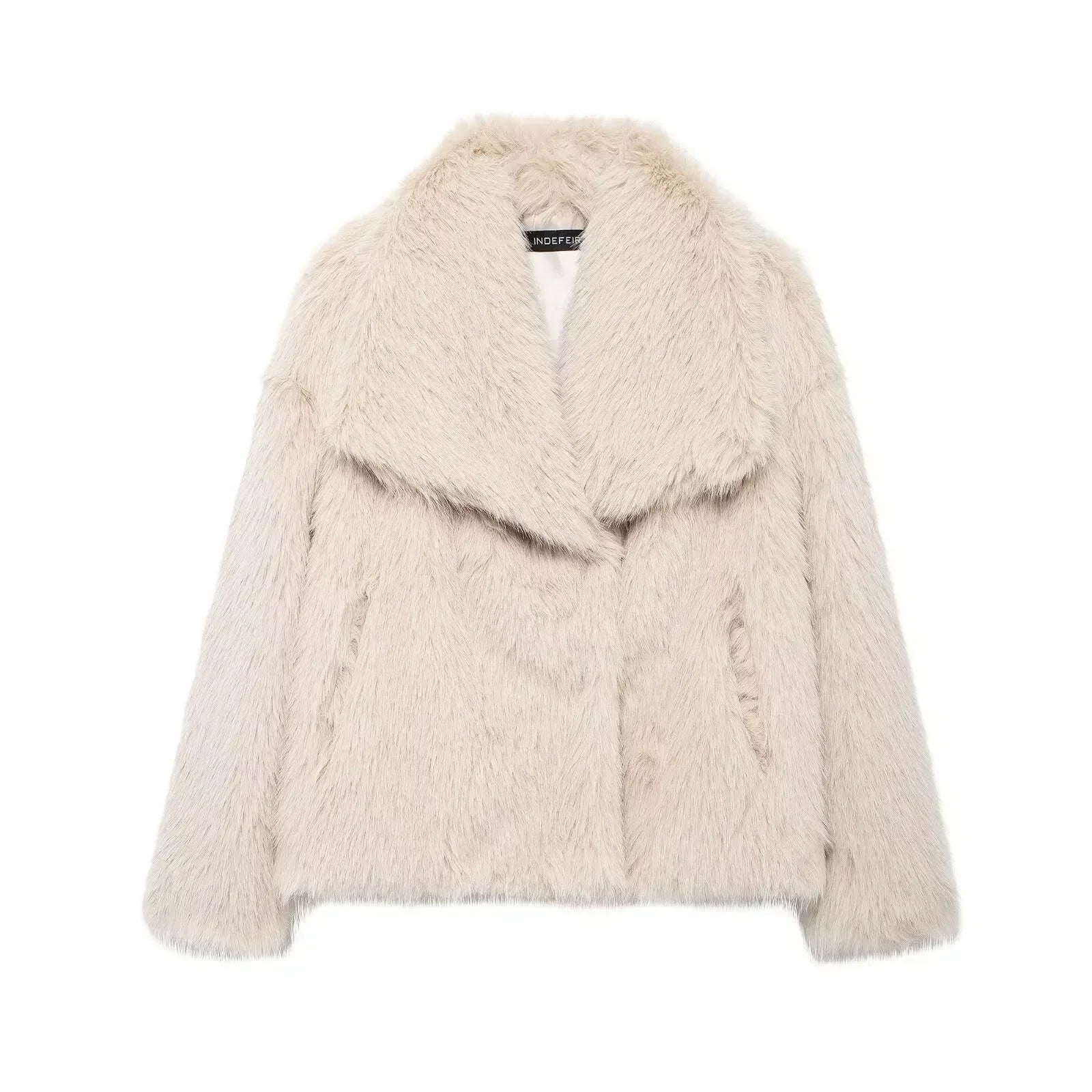 Stylische Kunstfell Jacke für Damen – High Street Winter Coat mit Kragen und Langarm