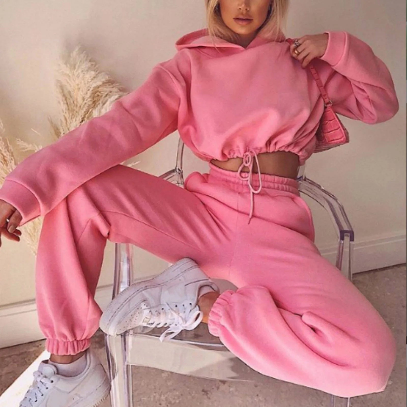 Damen Zweiteiler – Langarm Sport- & Freizeit-Set, Taillierter Look, Trendy
