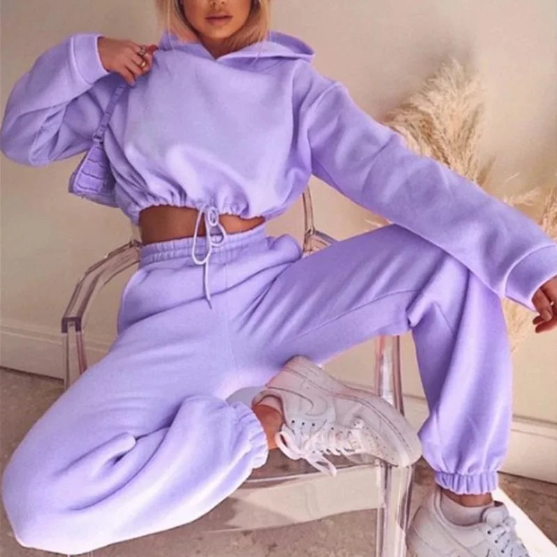 Damen Zweiteiler – Langarm Sport- & Freizeit-Set, Taillierter Look, Trendy