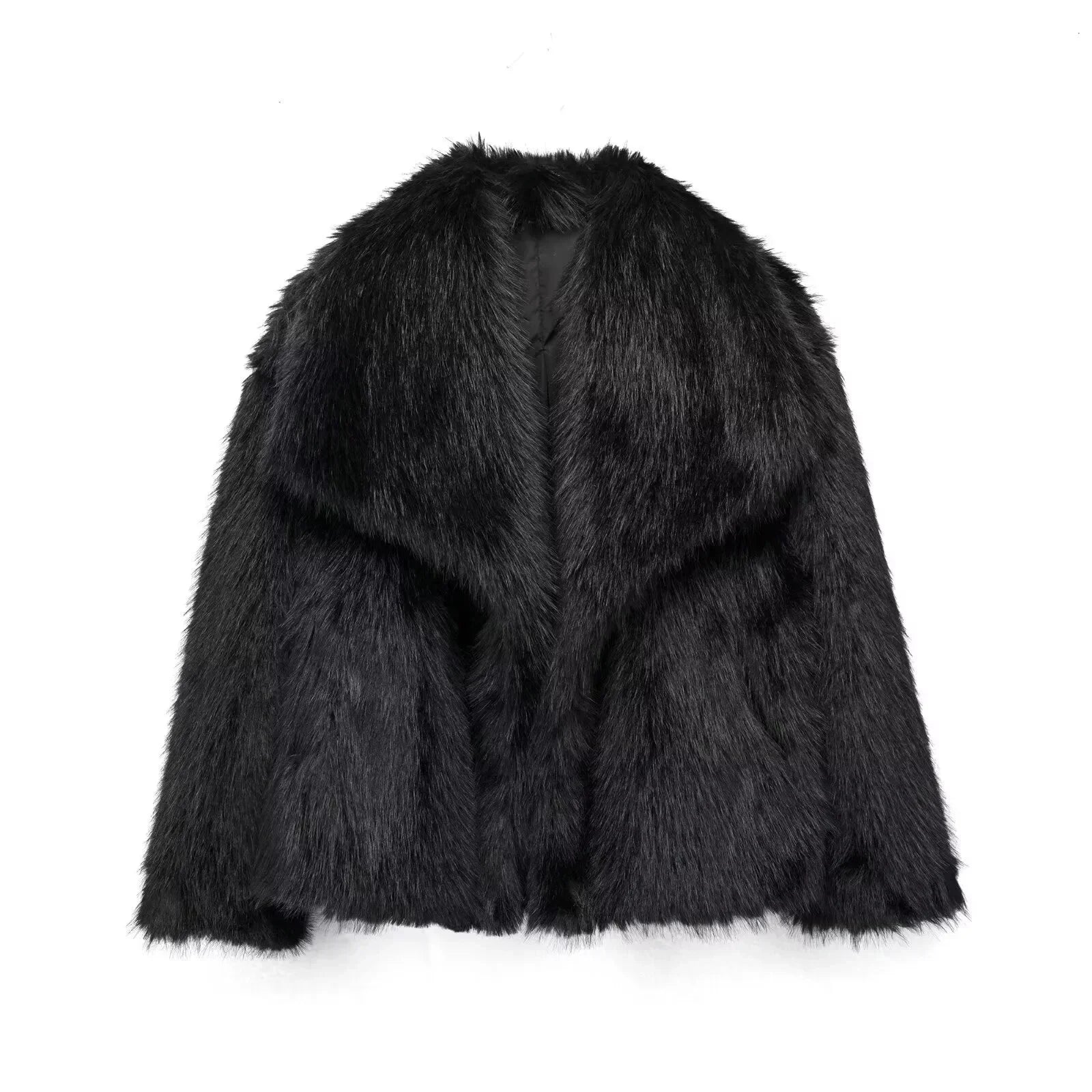Stylische Kunstfell Jacke für Damen – High Street Winter Coat mit Kragen und Langarm